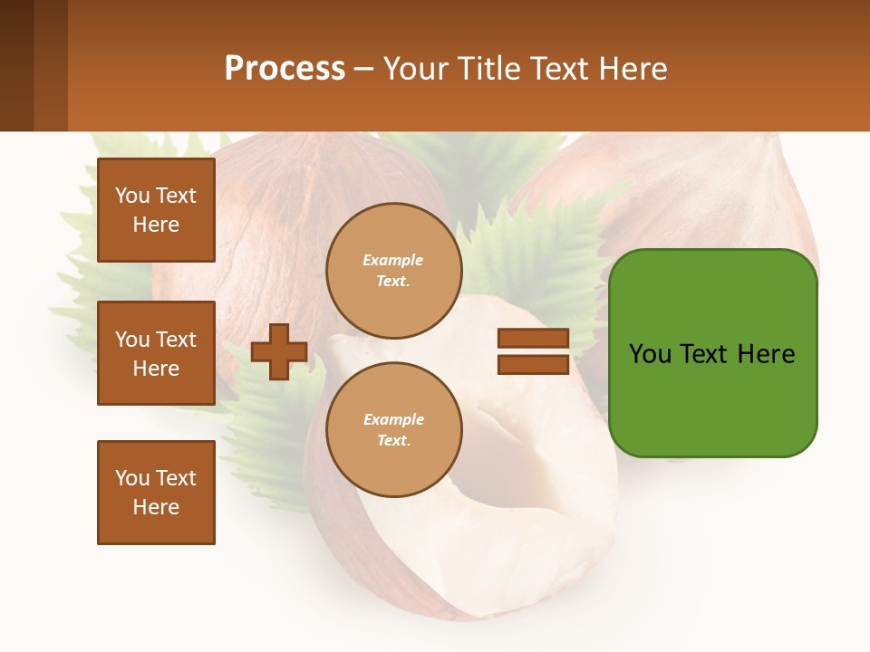 A Group Of Nuts With Leaves On A White Background PowerPoint Template
