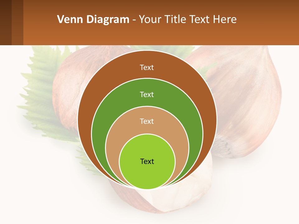 A Group Of Nuts With Leaves On A White Background PowerPoint Template