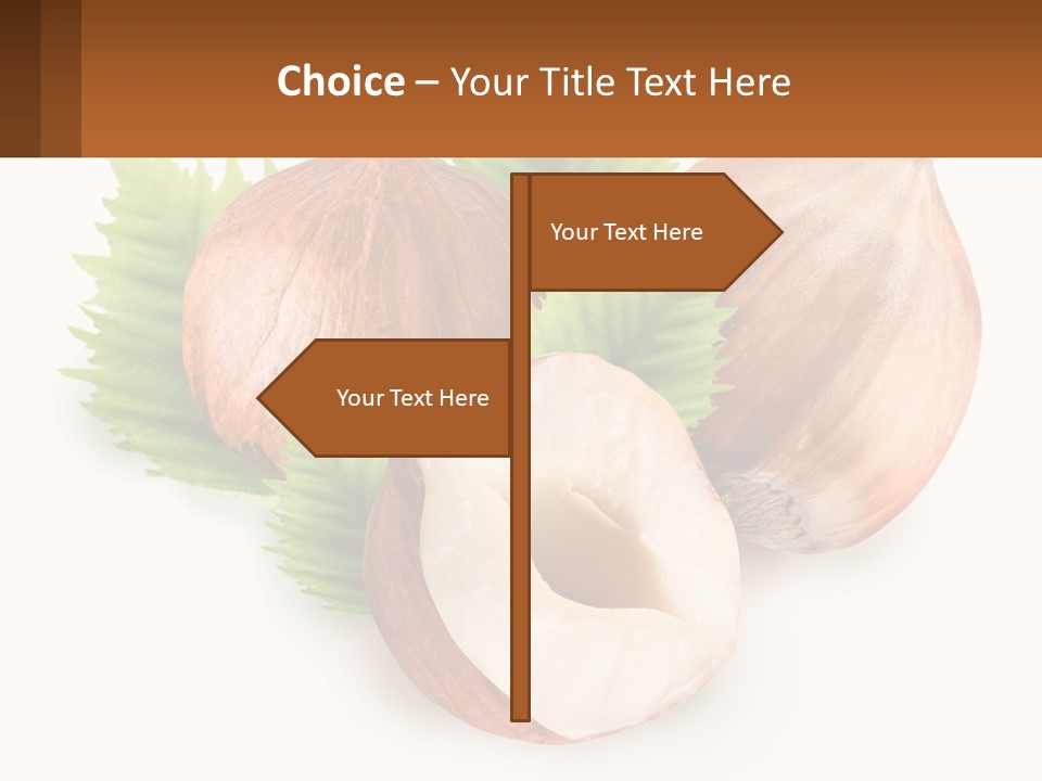 A Group Of Nuts With Leaves On A White Background PowerPoint Template