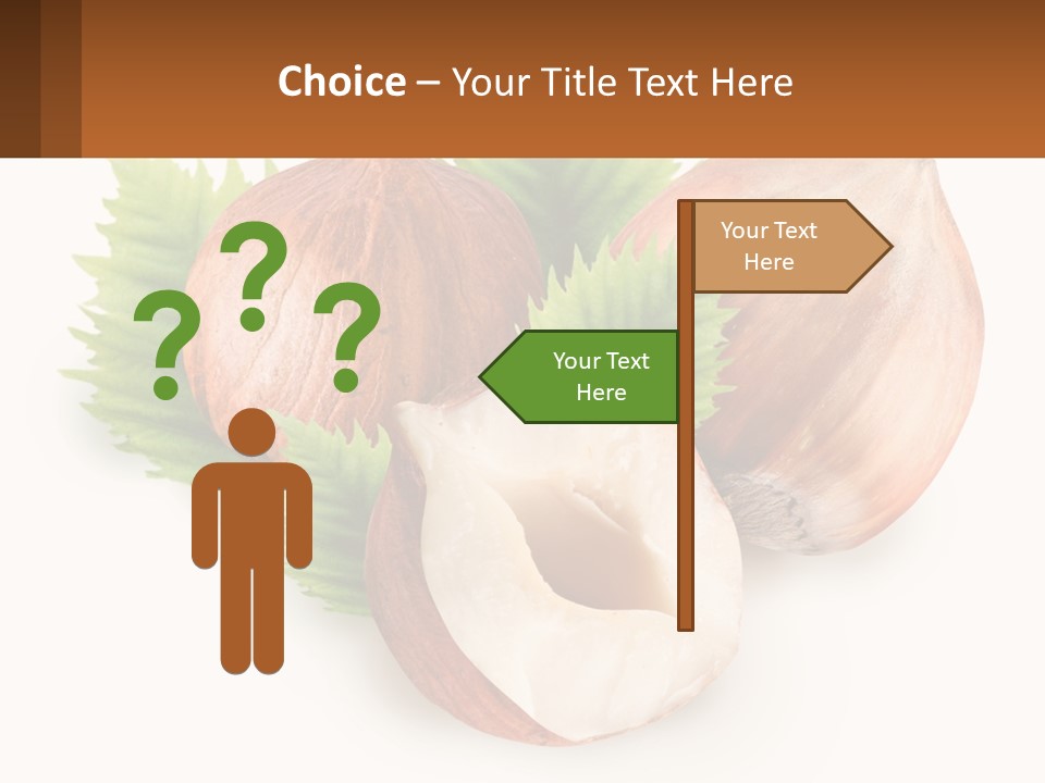 A Group Of Nuts With Leaves On A White Background PowerPoint Template