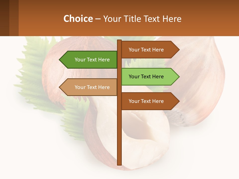 A Group Of Nuts With Leaves On A White Background PowerPoint Template