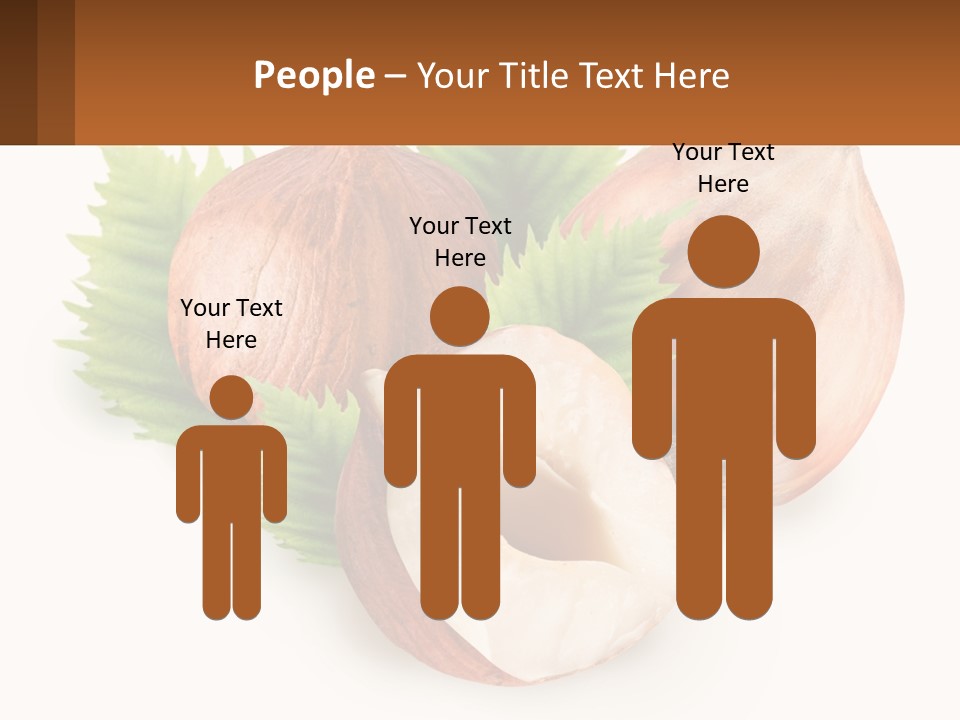 A Group Of Nuts With Leaves On A White Background PowerPoint Template