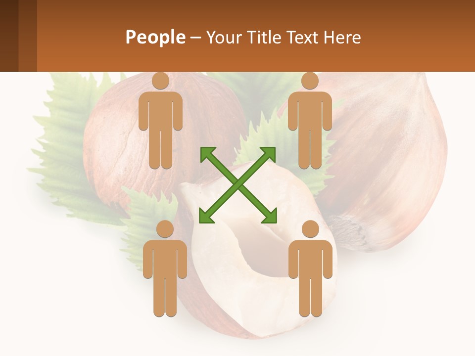 A Group Of Nuts With Leaves On A White Background PowerPoint Template