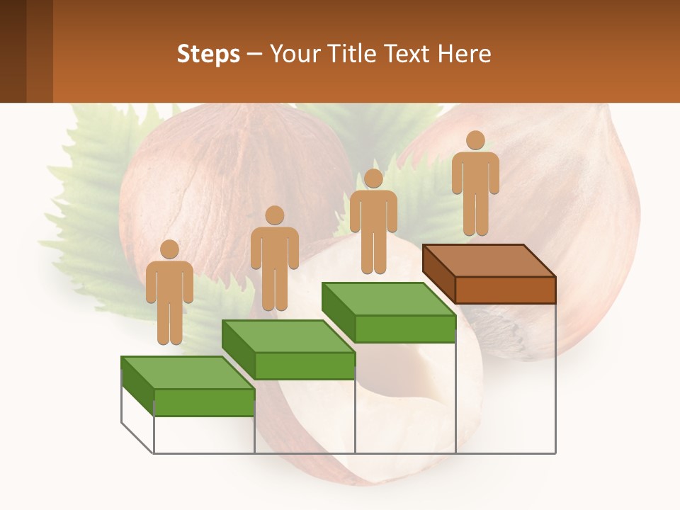 A Group Of Nuts With Leaves On A White Background PowerPoint Template