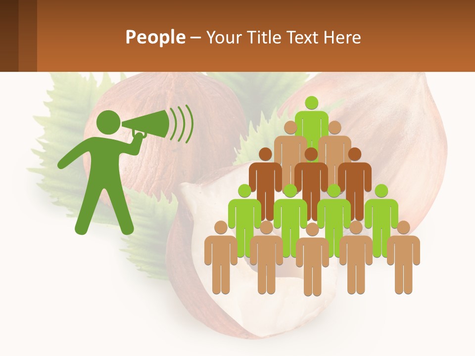 A Group Of Nuts With Leaves On A White Background PowerPoint Template