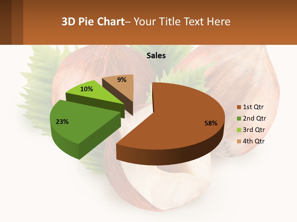 A Group Of Nuts With Leaves On A White Background PowerPoint Template