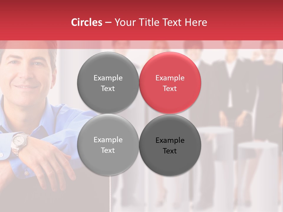 A Man Sitting In A Chair With His Arms Crossed In Front Of A Group Of PowerPoint Template