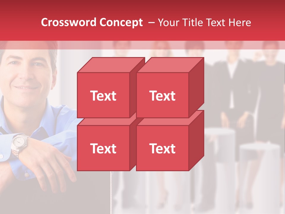 A Man Sitting In A Chair With His Arms Crossed In Front Of A Group Of PowerPoint Template