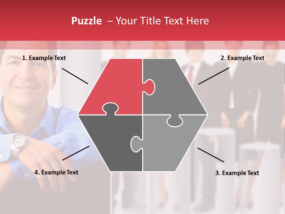 A Man Sitting In A Chair With His Arms Crossed In Front Of A Group Of PowerPoint Template