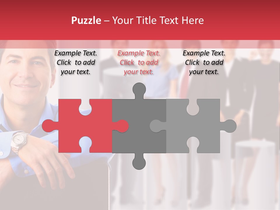 A Man Sitting In A Chair With His Arms Crossed In Front Of A Group Of PowerPoint Template