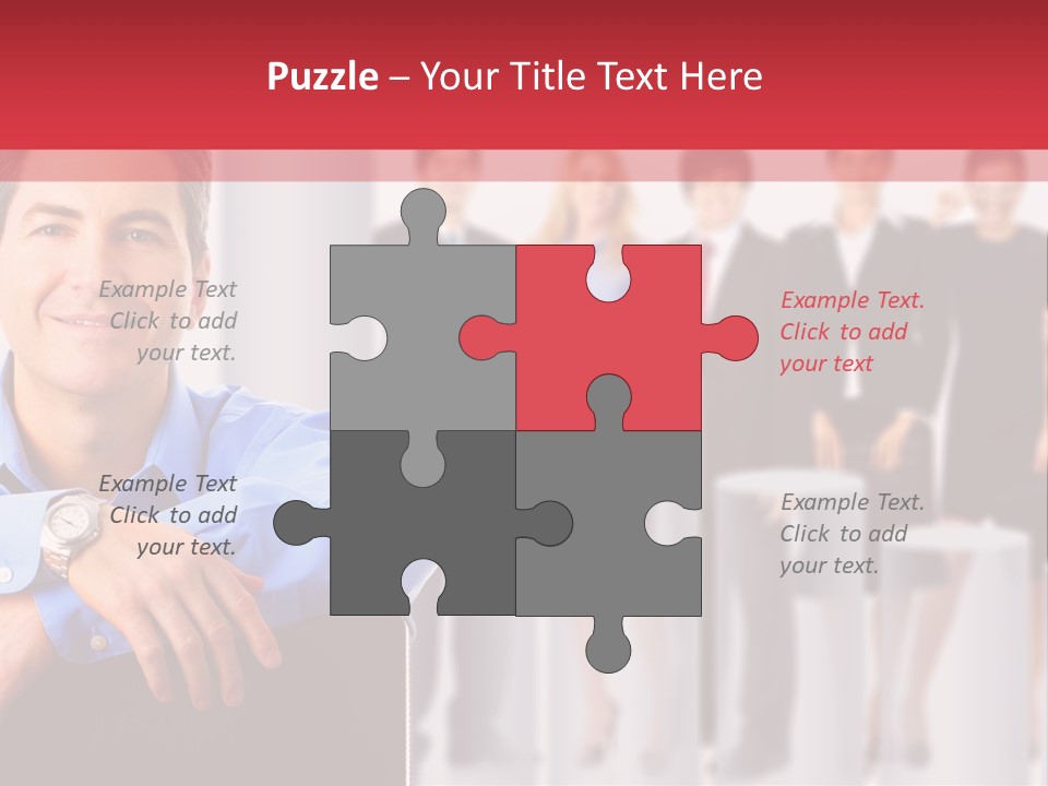 A Man Sitting In A Chair With His Arms Crossed In Front Of A Group Of PowerPoint Template