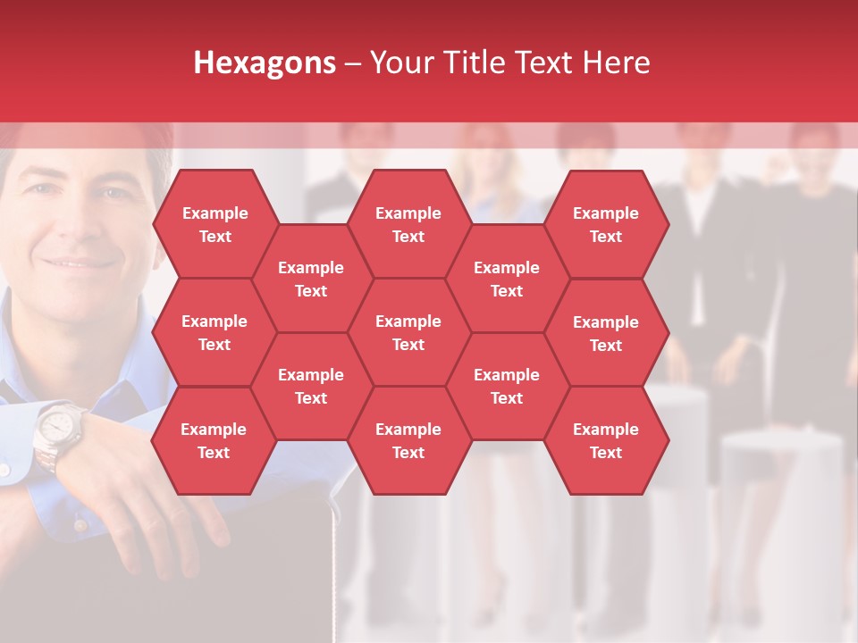 A Man Sitting In A Chair With His Arms Crossed In Front Of A Group Of PowerPoint Template