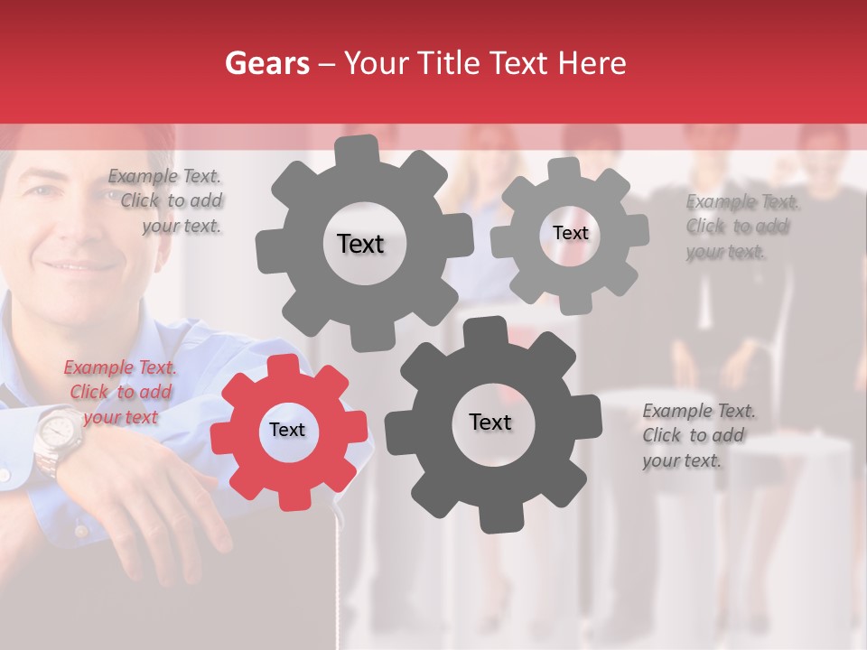 A Man Sitting In A Chair With His Arms Crossed In Front Of A Group Of PowerPoint Template