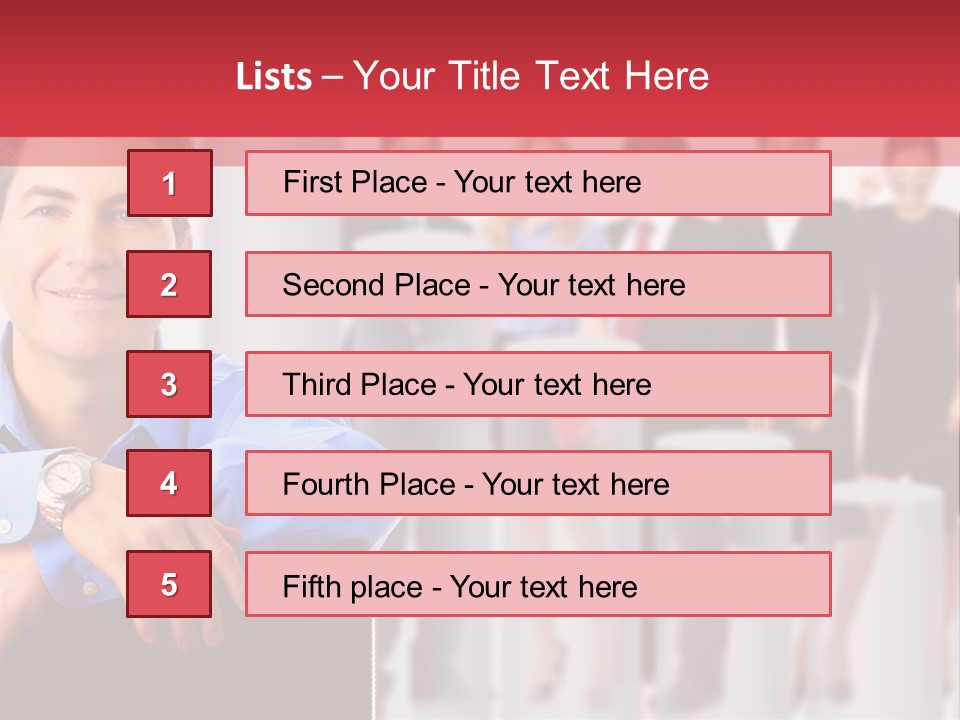 A Man Sitting In A Chair With His Arms Crossed In Front Of A Group Of PowerPoint Template