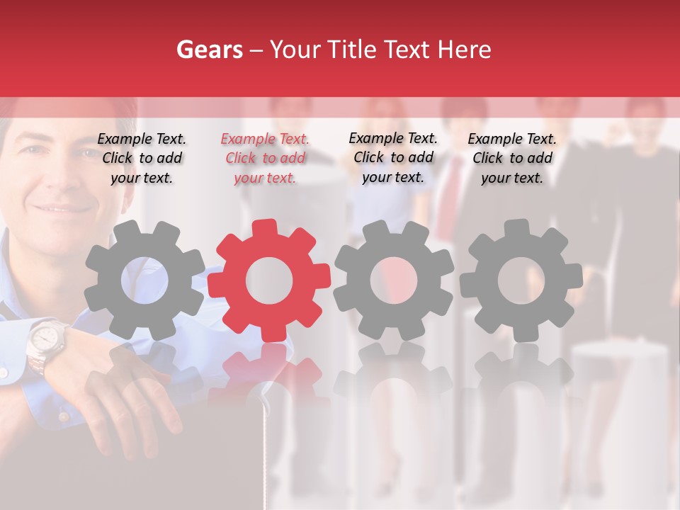 A Man Sitting In A Chair With His Arms Crossed In Front Of A Group Of PowerPoint Template