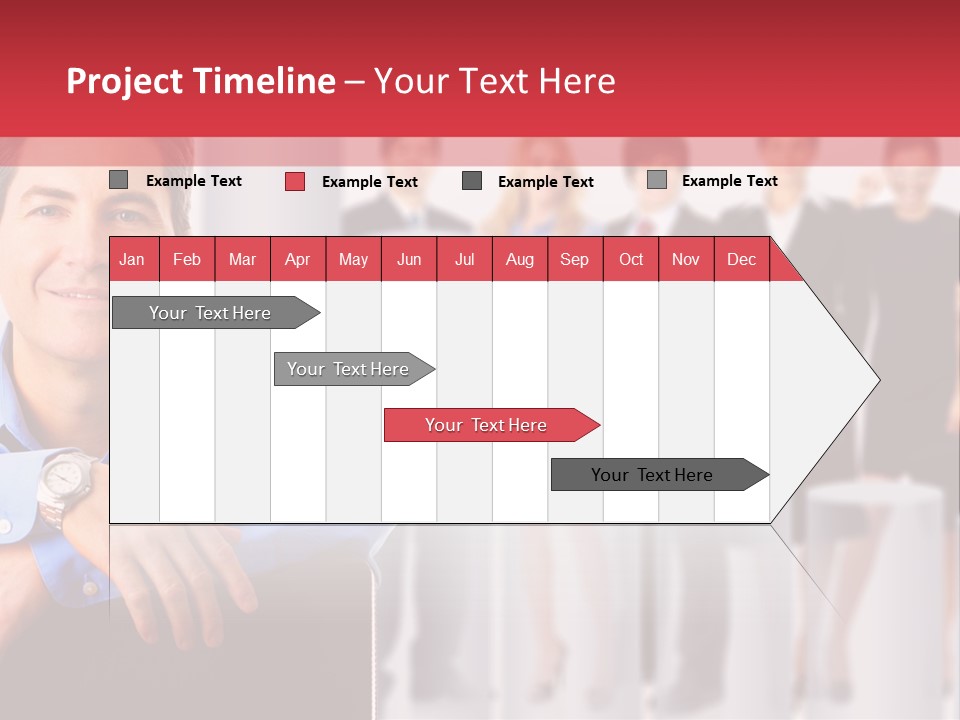 A Man Sitting In A Chair With His Arms Crossed In Front Of A Group Of PowerPoint Template