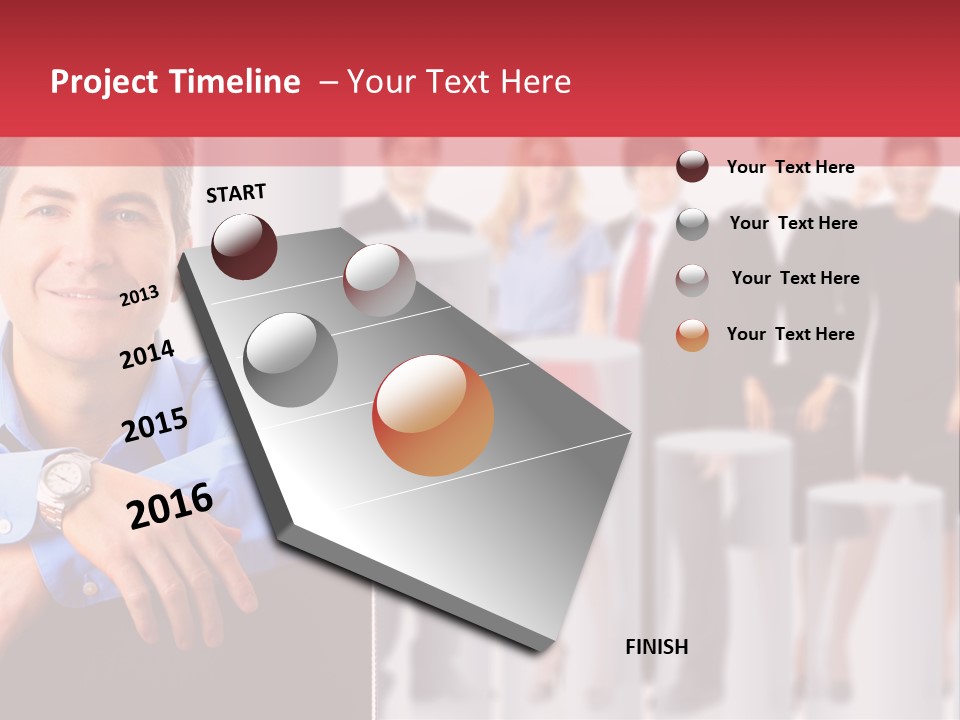 A Man Sitting In A Chair With His Arms Crossed In Front Of A Group Of PowerPoint Template