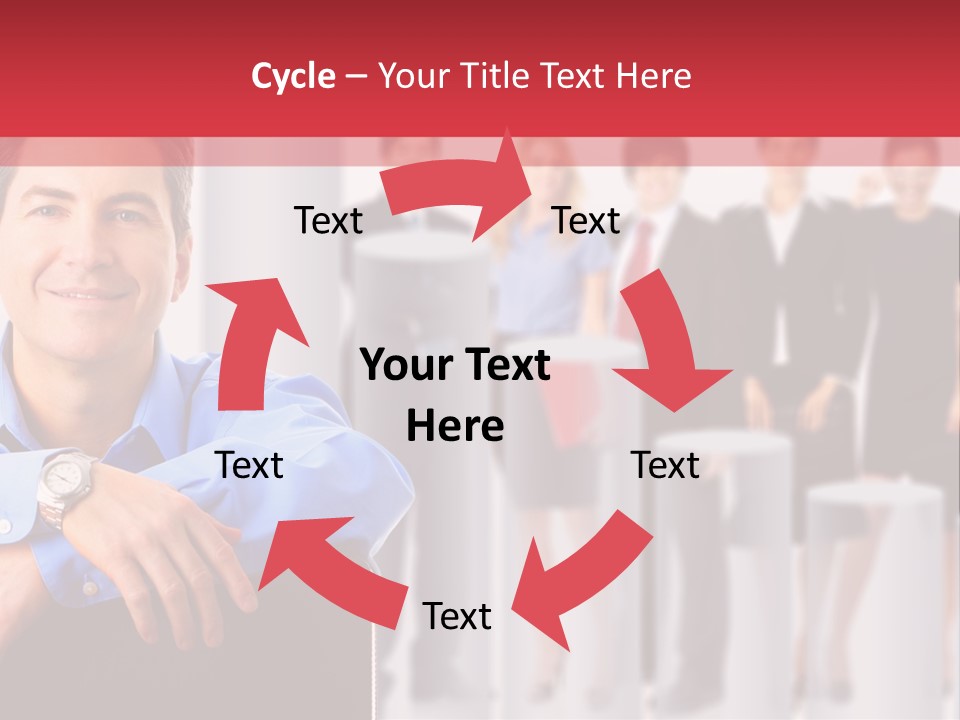 A Man Sitting In A Chair With His Arms Crossed In Front Of A Group Of PowerPoint Template