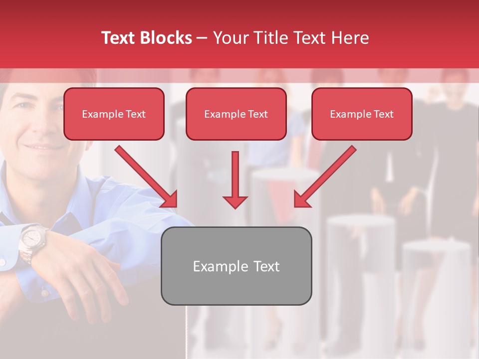 A Man Sitting In A Chair With His Arms Crossed In Front Of A Group Of PowerPoint Template