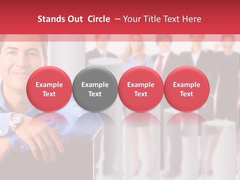 A Man Sitting In A Chair With His Arms Crossed In Front Of A Group Of PowerPoint Template