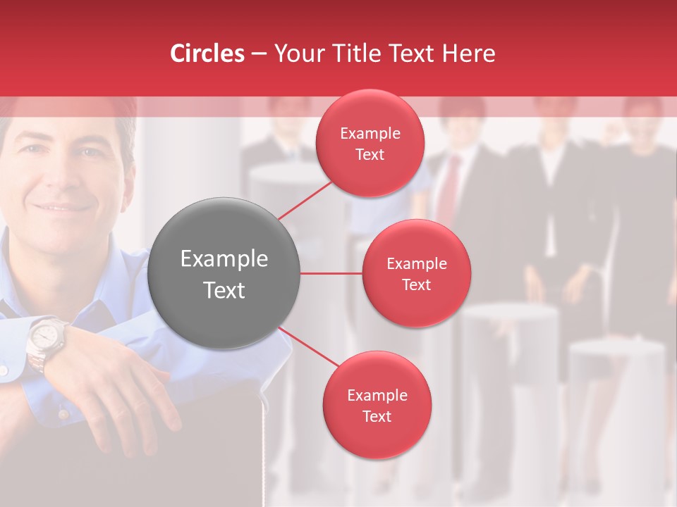 A Man Sitting In A Chair With His Arms Crossed In Front Of A Group Of PowerPoint Template