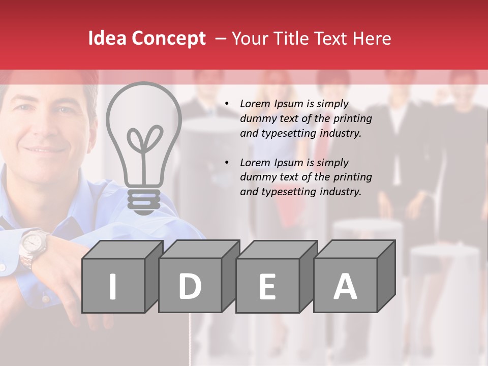 A Man Sitting In A Chair With His Arms Crossed In Front Of A Group Of PowerPoint Template