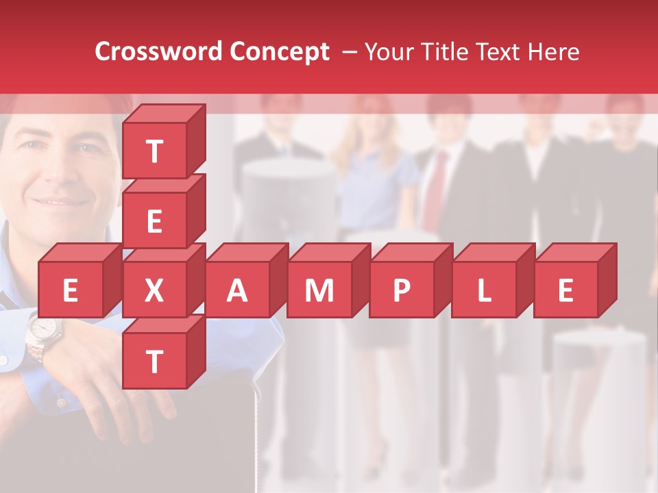 A Man Sitting In A Chair With His Arms Crossed In Front Of A Group Of PowerPoint Template