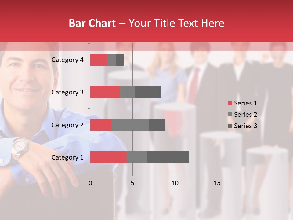 A Man Sitting In A Chair With His Arms Crossed In Front Of A Group Of PowerPoint Template