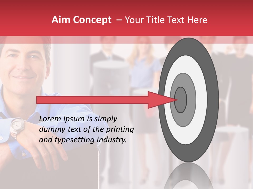 A Man Sitting In A Chair With His Arms Crossed In Front Of A Group Of PowerPoint Template