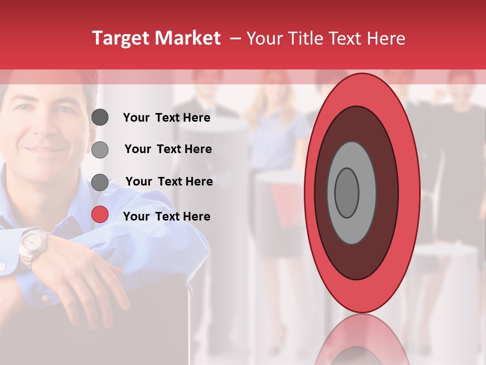 A Man Sitting In A Chair With His Arms Crossed In Front Of A Group Of PowerPoint Template