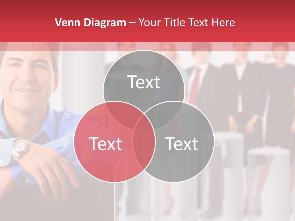 A Man Sitting In A Chair With His Arms Crossed In Front Of A Group Of PowerPoint Template