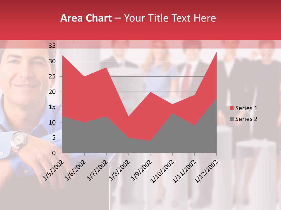 A Man Sitting In A Chair With His Arms Crossed In Front Of A Group Of PowerPoint Template