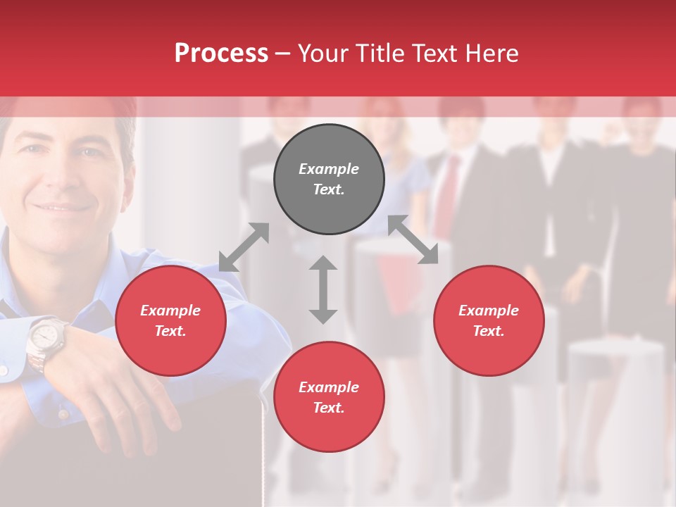 A Man Sitting In A Chair With His Arms Crossed In Front Of A Group Of PowerPoint Template