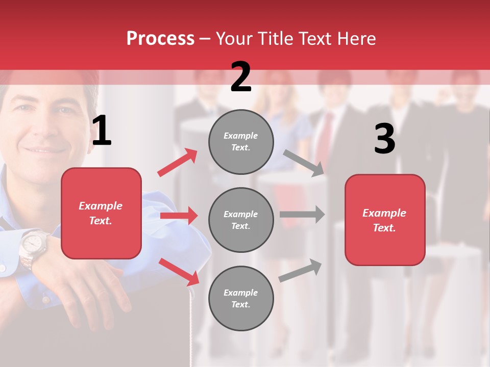 A Man Sitting In A Chair With His Arms Crossed In Front Of A Group Of PowerPoint Template