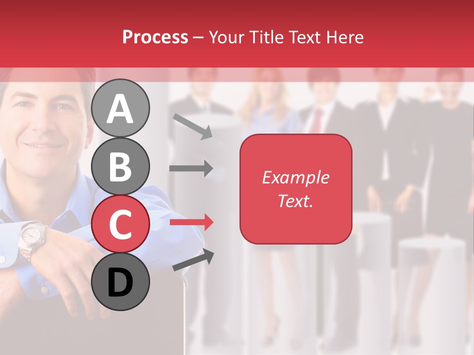 A Man Sitting In A Chair With His Arms Crossed In Front Of A Group Of PowerPoint Template
