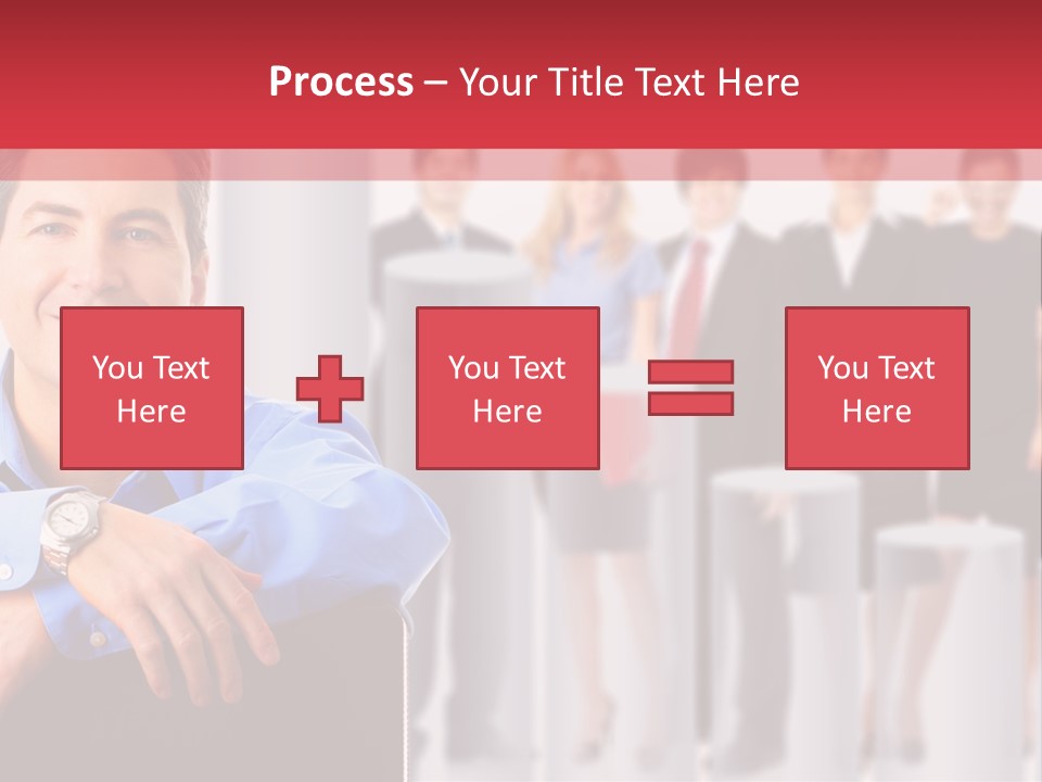 A Man Sitting In A Chair With His Arms Crossed In Front Of A Group Of PowerPoint Template