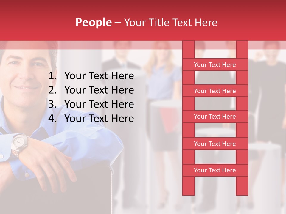 A Man Sitting In A Chair With His Arms Crossed In Front Of A Group Of PowerPoint Template