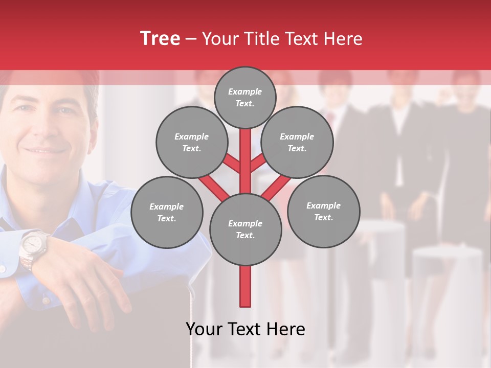 A Man Sitting In A Chair With His Arms Crossed In Front Of A Group Of PowerPoint Template