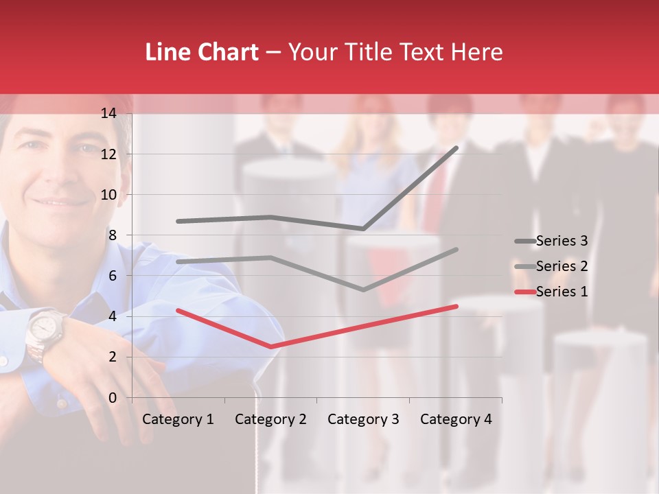 A Man Sitting In A Chair With His Arms Crossed In Front Of A Group Of PowerPoint Template