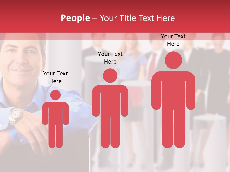 A Man Sitting In A Chair With His Arms Crossed In Front Of A Group Of PowerPoint Template