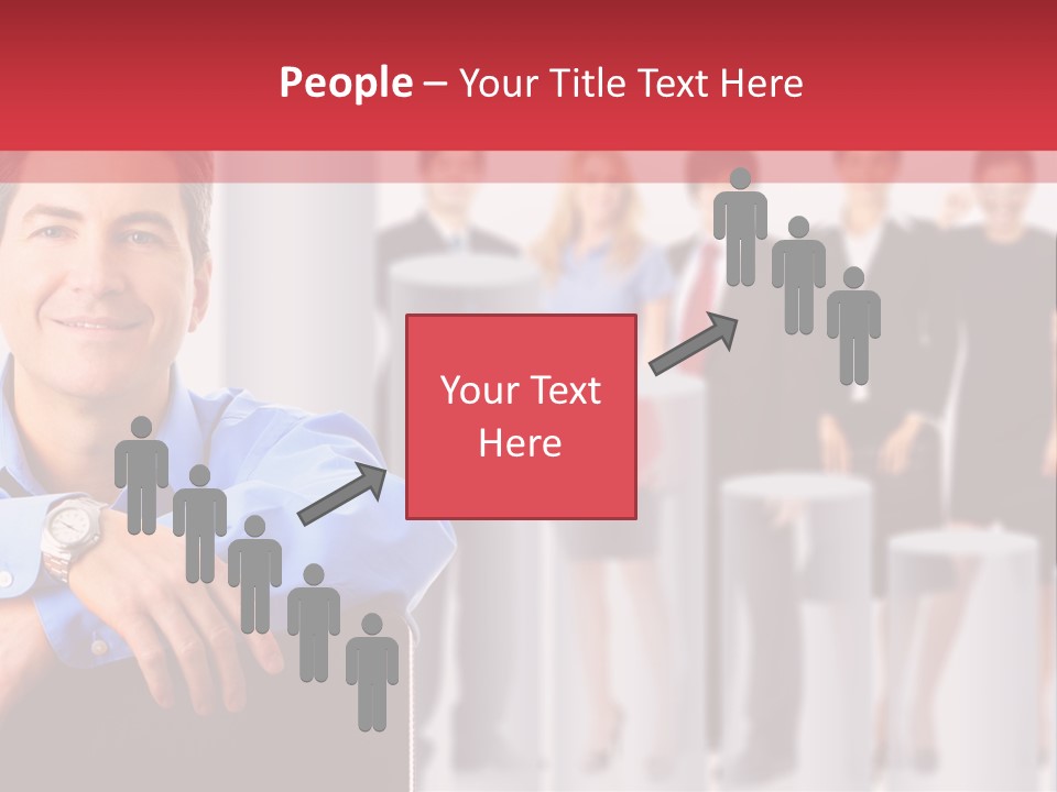 A Man Sitting In A Chair With His Arms Crossed In Front Of A Group Of PowerPoint Template