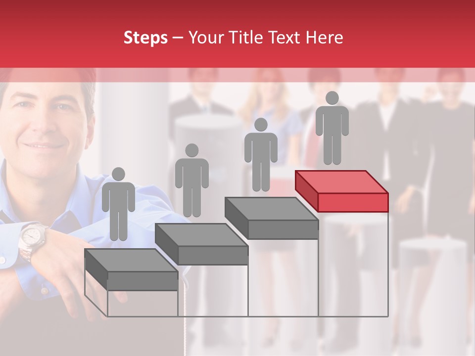 A Man Sitting In A Chair With His Arms Crossed In Front Of A Group Of PowerPoint Template