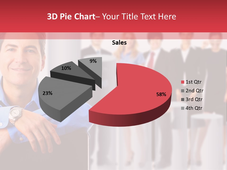 A Man Sitting In A Chair With His Arms Crossed In Front Of A Group Of PowerPoint Template