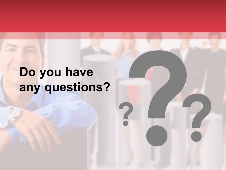 A Man Sitting In A Chair With His Arms Crossed In Front Of A Group Of PowerPoint Template