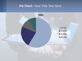 A Man Holding A Tablet With A World Map On It PowerPoint Template