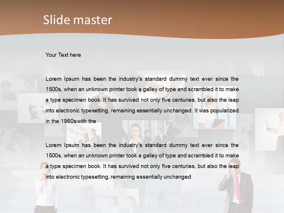 A Man In A Suit Is Standing In Front Of A Wall Of Pictures PowerPoint Template