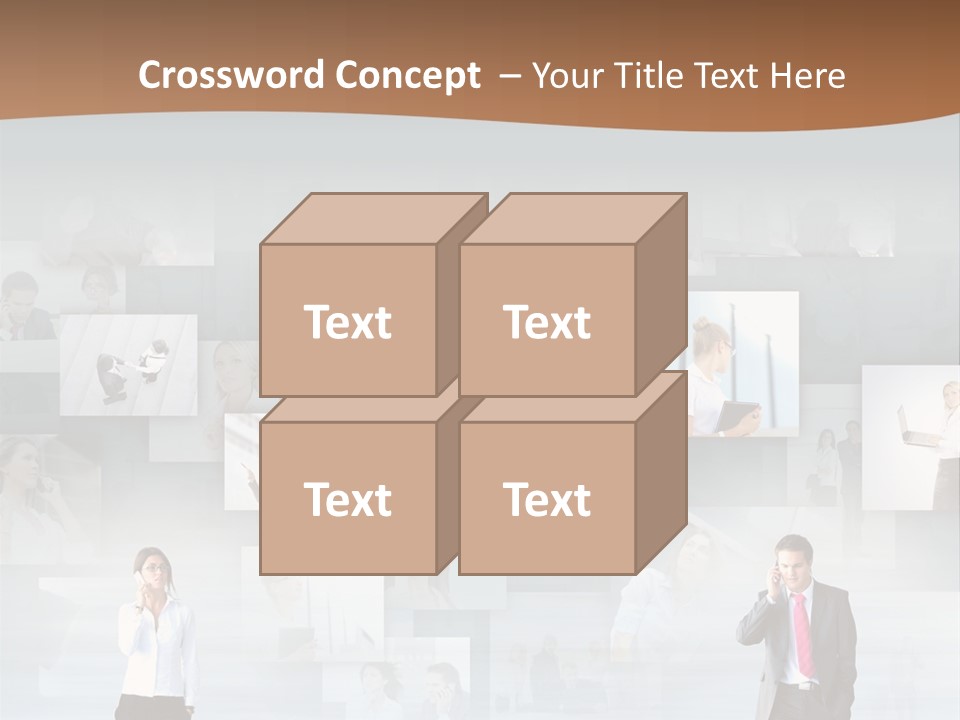 A Man In A Suit Is Standing In Front Of A Wall Of Pictures PowerPoint Template