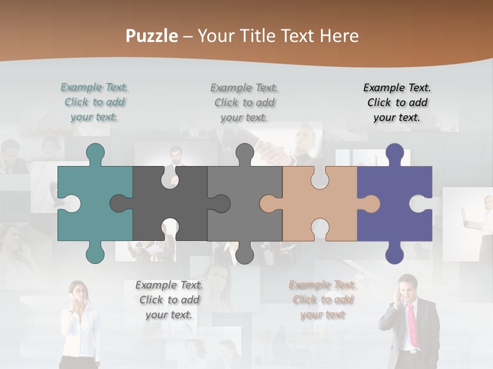 A Man In A Suit Is Standing In Front Of A Wall Of Pictures PowerPoint Template