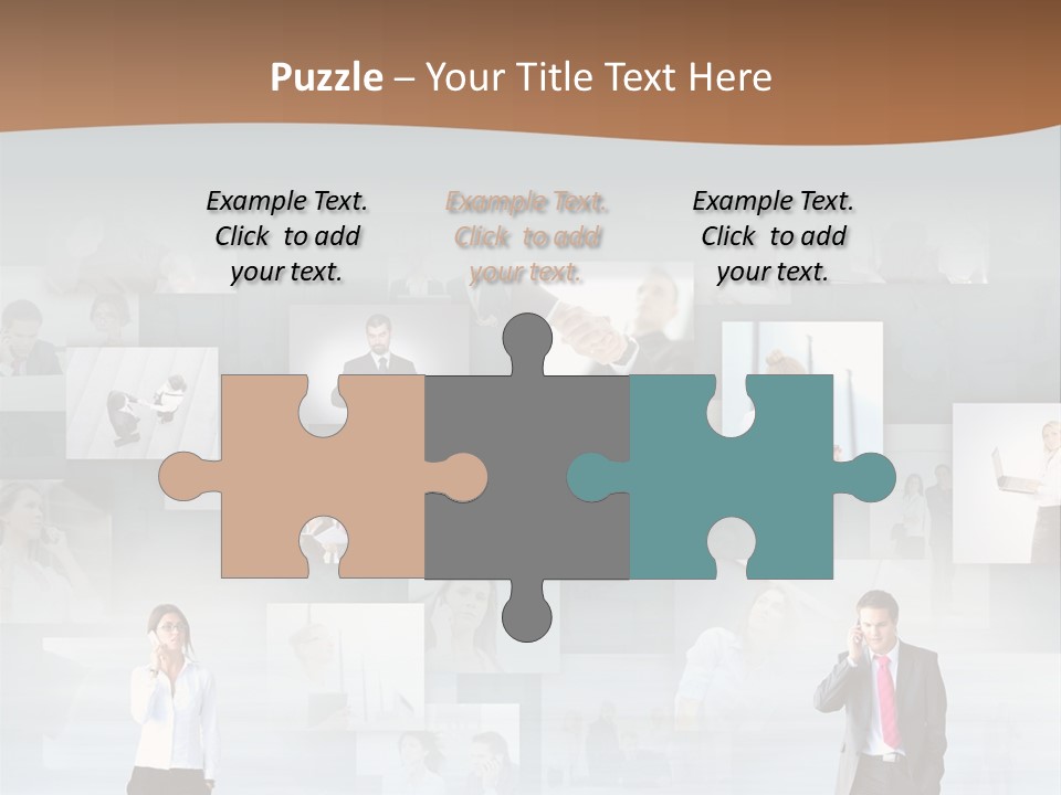 A Man In A Suit Is Standing In Front Of A Wall Of Pictures PowerPoint Template