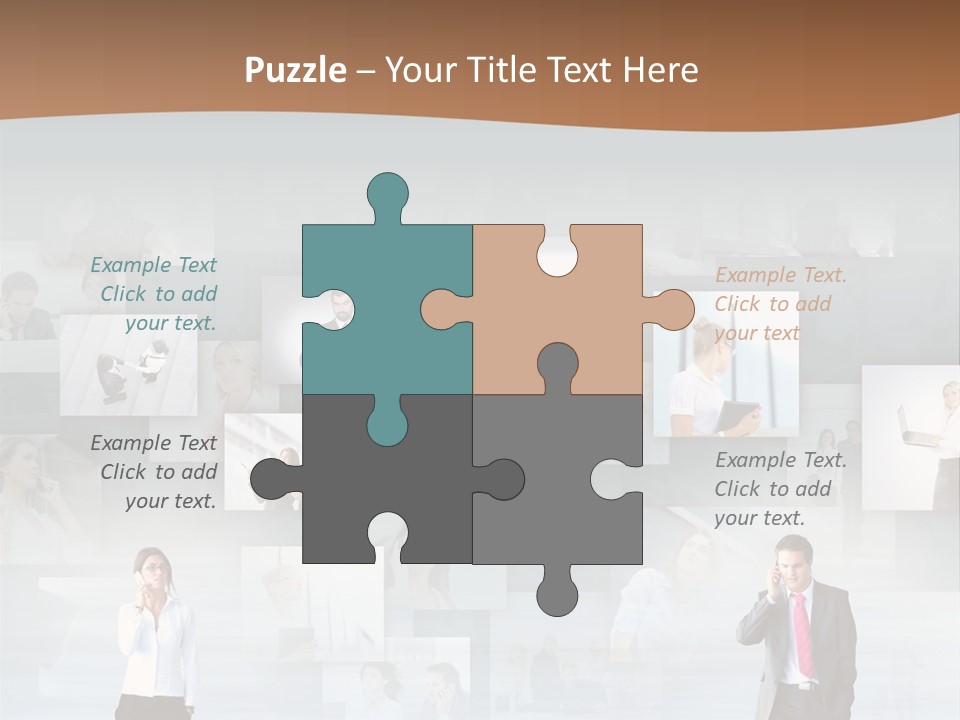 A Man In A Suit Is Standing In Front Of A Wall Of Pictures PowerPoint Template